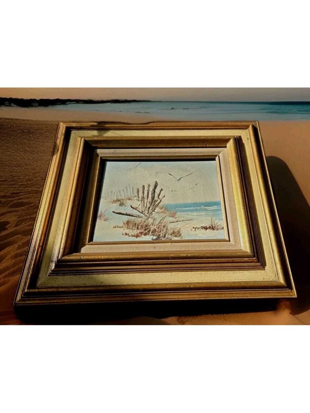 Art By Alfred George Morgan Orginal Coastal Frame Oil Painting Signed 18X16